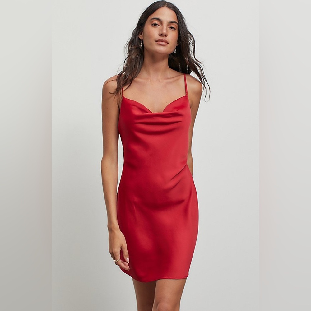 BRAND NEW Urban Outfitters Red Cowl Slip Mini Dress